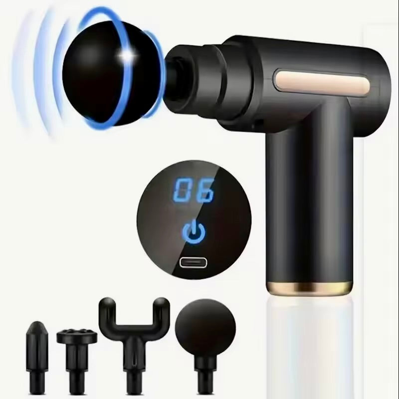 Pistolet de Massage PULSIO Pro — 6 Vitesses | 4 Têtes Interchangeables